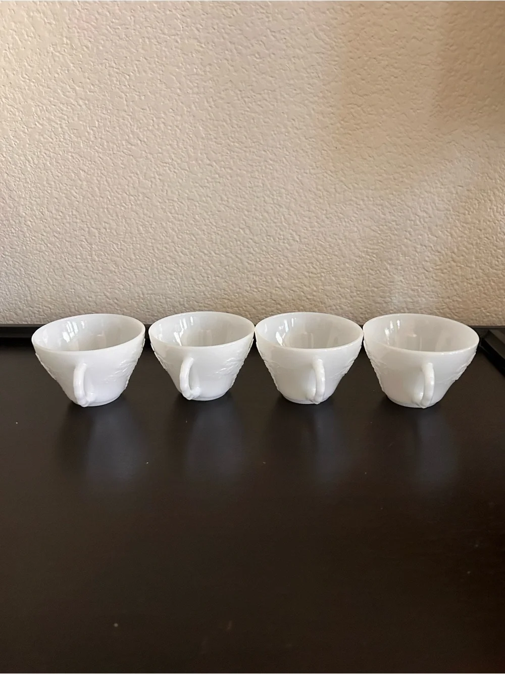 Vintage 1960 Anchor Hocking White Milk Glass Harvest Grape Punch Cups -Set of 4